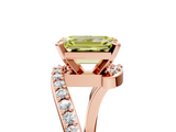 Rose gold Fancy Yellow Emerald  Solitaire Twist Band with Pave Set Diamonds and Four-Prong Setting_95