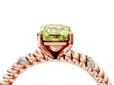 Rose gold Fancy Yellow Emerald  Solitaire Twisted Band Prong Set Engagement Ring_88