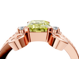 Rose gold Fancy Yellow Emerald  Solitaire Twisted Band Scroll Prong Ring_7