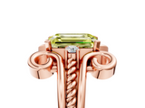 Rose gold Fancy Yellow Emerald  Solitaire Twisted Band Scroll Prong Ring_8