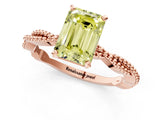 Rose gold Fancy Yellow Emerald  Solitaire Twisted Band with Bead Prong Setting_286