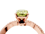 Rose gold Fancy Yellow Emerald  Solitaire Twisted Band with Bead Prong Setting_289