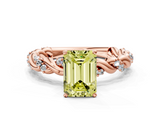 Rose gold Fancy Yellow Emerald  Solitaire Twisted Band with Pavé Accents and Four-Prong Setting_3