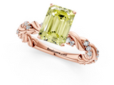 Rose gold Fancy Yellow Emerald  Solitaire Twisted Band with Pavé Accents and Four-Prong Setting_4