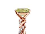Rose gold Fancy Yellow Emerald  Solitaire Twisted Band with Pavé Accents and Four-Prong Setting_8