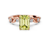 Rose gold Fancy Yellow Emerald  Solitaire Twisted Band with Prong Setting 1