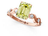 Rose gold Fancy Yellow Emerald  Solitaire Twisted Band with Prong Setting 2
