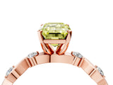 Rose gold Fancy Yellow Emerald  Solitaire Twisted Band with Prong Setting 5