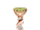 Rose gold Fancy Yellow Emerald  Solitaire Twisted Band with Prong Setting