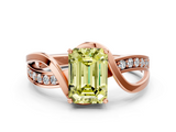 Rose gold Fancy Yellow Emerald  Solitaire Twisted Band with Prong Setting_3