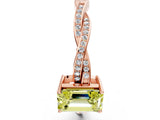 Rose gold Fancy Yellow Emerald  Solitaire Twisted Pave Diamond Ring with Four-Prong Setting_12
