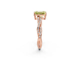 Rose gold Fancy Yellow Emerald  Solitaire Twisted Pave Diamond Ring with Four-Prong Setting_14
