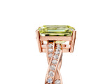 Rose gold Fancy Yellow Emerald  Solitaire Twisted Pave Diamond Ring with Four-Prong Setting_17