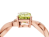 Rose gold Fancy Yellow Emerald  Solitaire Twisted Pave Diamond Ring with Four-Prong Setting_85