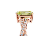 Rose gold Fancy Yellow Emerald  Solitaire Twisted Pave Diamond Ring with Four-Prong Setting_86