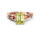 Rose gold Fancy Yellow Emerald  Solitaire Vine Band with Milgrain Prong Setting_3