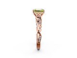 Rose gold Fancy Yellow Emerald  Solitaire Vine Band with Milgrain Prong Setting_5