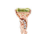 Rose gold Fancy Yellow Emerald  Solitaire Vine Band with Milgrain Prong Setting_8