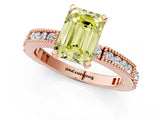 Rose gold Fancy Yellow Emerald  Solitaire with Pavé Band and Four-Prong Setting_325
