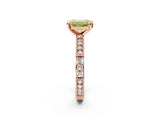 Rose gold Fancy Yellow Emerald  Solitaire with Pavé Band and Four-Prong Setting_326
