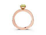 Rose gold Fancy Yellow Emerald  Solitaire with Pavé Band and Four-Prong Setting_327