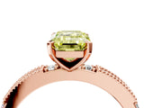 Rose gold Fancy Yellow Emerald  Solitaire with Pavé Band and Four-Prong Setting_328