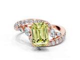 Rose gold Fancy Yellow Emerald  Solitaire with Pavé Twist Band and Four-Prong Setting_76