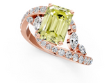 Rose gold Fancy Yellow Emerald  Solitaire with Pavé Twist Band and Four-Prong Setting_77