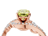 Rose gold Fancy Yellow Emerald  Solitaire with Pavé Twist Band and Four-Prong Setting_80