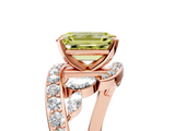 Rose gold Fancy Yellow Emerald  Solitaire with Pavé Twist Band and Four-Prong Setting_81