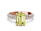Rose gold Fancy Yellow Emerald  Solitaire with Pave Band and Four-Prong Setting_3