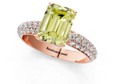 Rose gold Fancy Yellow Emerald  Solitaire with Pave Band and Four-Prong Setting_4