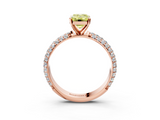 Rose gold Fancy Yellow Emerald  Solitaire with Pave Band and Four-Prong Setting_6