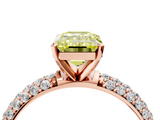 Rose gold Fancy Yellow Emerald  Solitaire with Pave Band and Four-Prong Setting_7