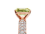 Rose gold Fancy Yellow Emerald  Solitaire with Pave Band and Four-Prong Setting_8