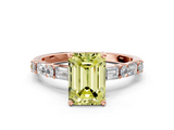 Rose gold Fancy Yellow Emerald  Solitaire with Side Baguettes and Channel Set Band_87