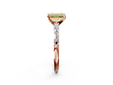 Rose gold Fancy Yellow Emerald  Solitaire with Side Baguettes and Channel Set Band_89