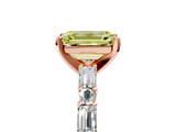 Rose gold Fancy Yellow Emerald  Solitaire with Side Baguettes and Channel Set Band_92