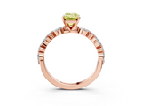 Rose gold Fancy Yellow Emerald  Solitaire with Side Stones on a Pavé Band and Four-Prong Setting_26