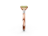 Rose gold Fancy Yellow Emerald  Solitaire with Tapered Baguette Side Stones on a Classic Band with Four-Prong Setting_106