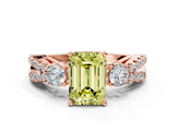 Rose gold Fancy Yellow Emerald  Three-Stone Diamond Ring with Pavé Split Shank and Four-Prong Setting_61