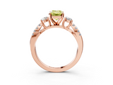 Rose gold Fancy Yellow Emerald  Three-Stone Diamond Ring with Pavé Split Shank and Four-Prong Setting_64