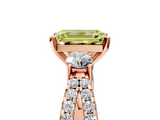 Rose gold Fancy Yellow Emerald  Three-Stone Diamond Ring with Pavé Split Shank and Four-Prong Setting_66