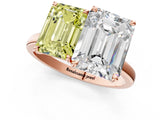 Rose gold Fancy Yellow Emerald  and Emerald Cut Toi Moi Ring with Prong Setting_47