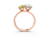 Rose gold Fancy Yellow Emerald  and Emerald Cut Toi Moi Ring with Prong Setting_49