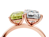 Rose gold Fancy Yellow Emerald  and Emerald Cut Toi Moi Ring with Prong Setting_50