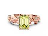 Rose gold Fancy Yellow Emerald cut Solitaire Twisted Band Prong Setting Ring_183