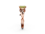 Rose gold Fancy Yellow Emerald cut Solitaire Twisted Band Prong Setting Ring_185