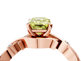 Rose gold Fancy Yellow Emerald cut Solitaire Twisted Band Prong Setting Ring_187