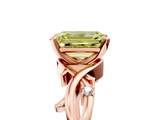 Rose gold Fancy Yellow Emerald cut Solitaire Twisted Band Prong Setting Ring_188